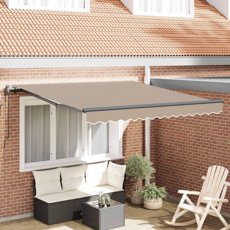 Auvent Rétractable Beige 350 x 250 cm Tissu et Aluminium 526036526036