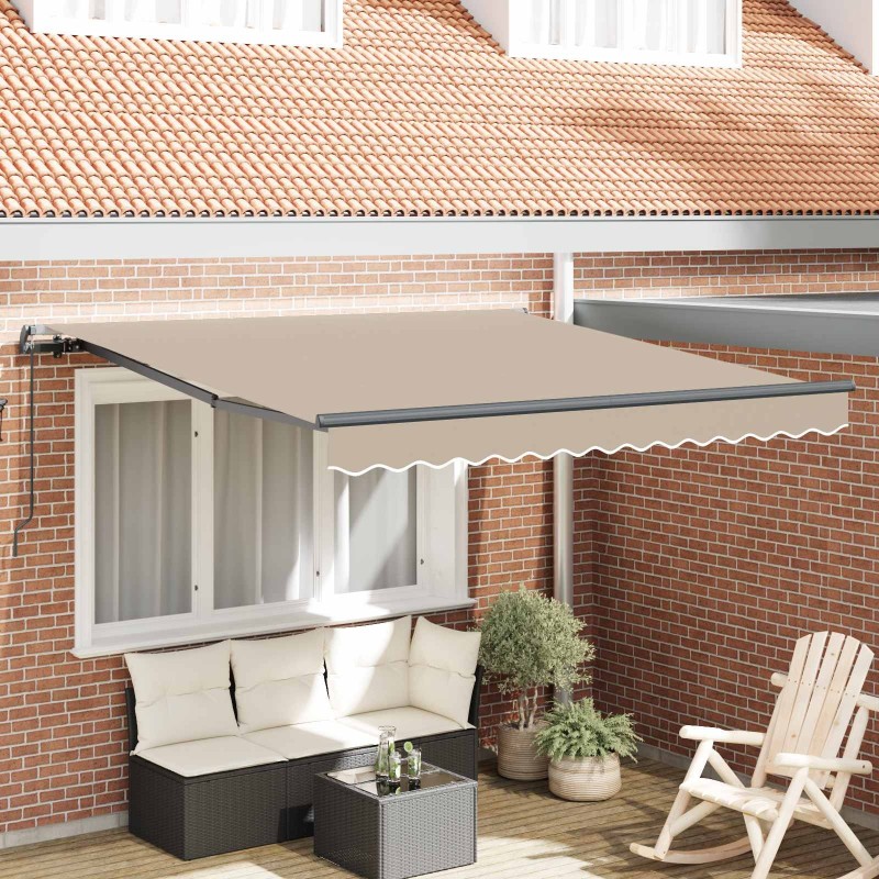 Auvent Rétractable Beige 350 x 250 cm Polyester et Acier 526037526037