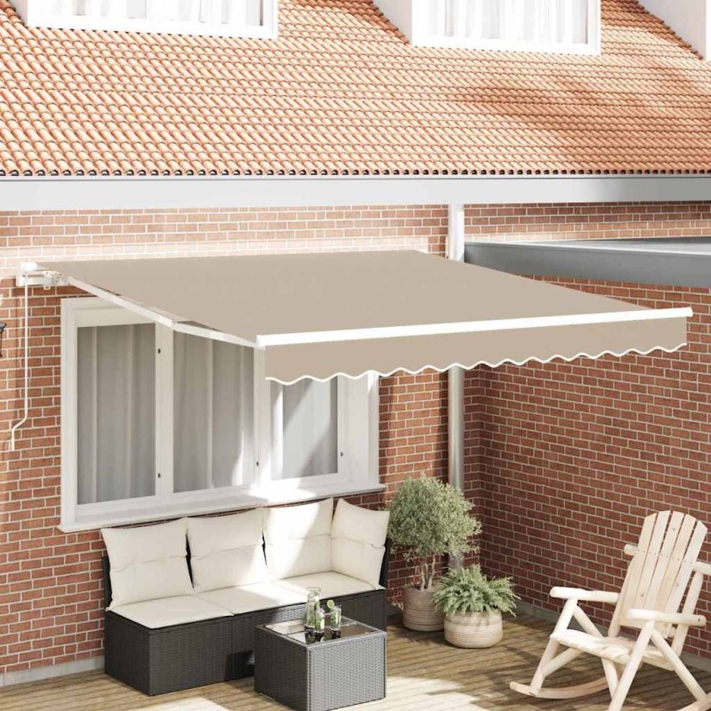 Auvent Rétractable Beige 350 x 250 cm Polyester et Aluminium 526040526040