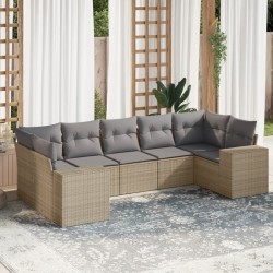 Salon de jardin avec coussins 7 pcs beige résine tressée 526057526057
