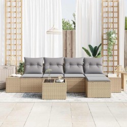 Ensemble de canapé de jardin avec coussin 6 pcs Beige polyrotin 526060526060