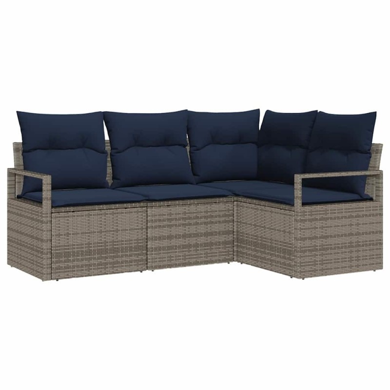 Ensemble de Canapés avec coussin 4 pcs Gris polyrotin 526106526106