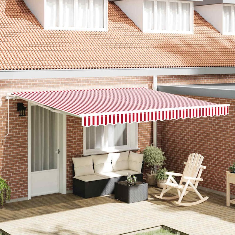 Auvent Rétractable Rouge et Blanc 400 × 300 cm 526109526109