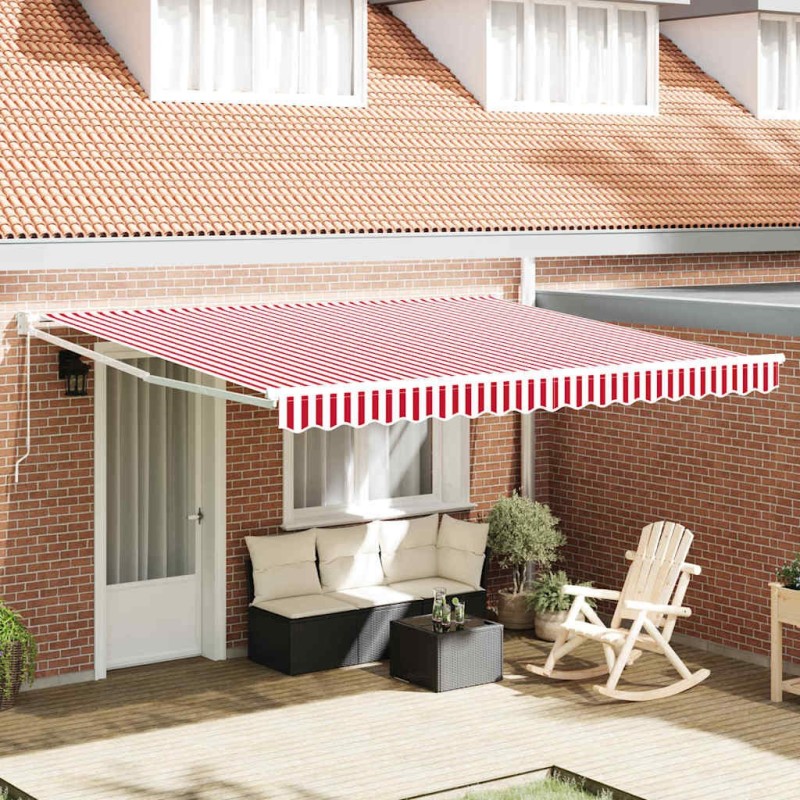 Auvent Rétractable Rouge et Blanc 400 × 300 cm 526121526121
