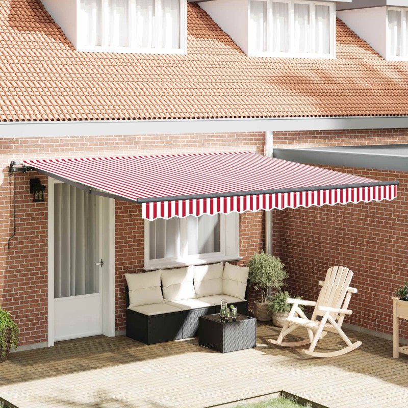 Auvent Rétractable Rouge et Blanc 400 × 300 cm 526122526122