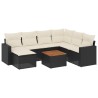 Salon de jardin 8 pcs avec coussins noir résine tressée 526125526125