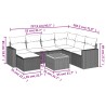Salon de jardin 8 pcs avec coussins noir résine tressée 526125526125