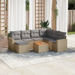 Salon de jardin avec coussins 8 pcs beige résine tressée 526127526127