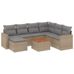 Salon de jardin avec coussins 8 pcs beige résine tressée 526127526127
