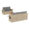 Salon de jardin avec coussins 6 pcs beige résine tressée 526129526129
