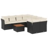 Salon de jardin 9 pcs avec coussins noir résine tressée 526131526131