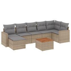 Salon de jardin avec coussins 8 pcs beige résine tressée 526133526133