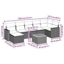 Salon de jardin avec coussins 8 pcs beige résine tressée 526133526133