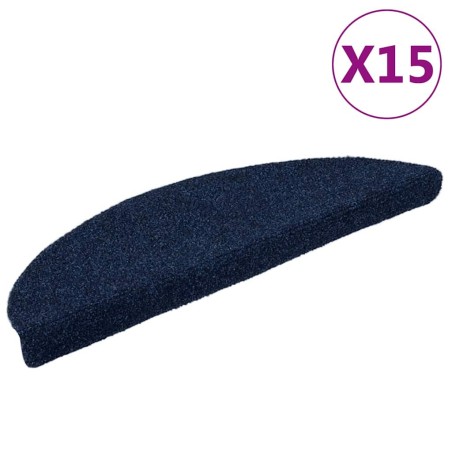 Tapis d'escalier autocollants 15 pièces 56 x 17 x 3 cm Bleu marine Demi-rond 526134526134