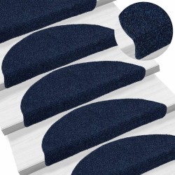 Tapis d'escalier autocollants 15 pièces 56 x 17 x 3 cm Bleu marine Demi-rond 526134526134
