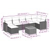 Salon de jardin 8 pcs avec coussins noir résine tressée 526137526137