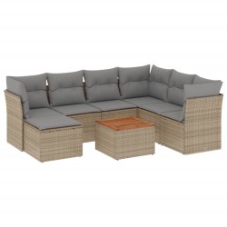 Salon de jardin avec coussins 8 pcs beige résine tressée 526138526138