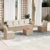 Salon de jardin avec coussins 7 pcs beige résine tressée 526139526139