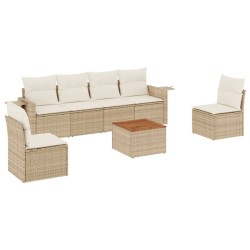 Salon de jardin avec coussins 7 pcs beige résine tressée 526139526139