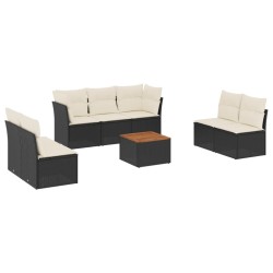 Salon de jardin 8 pcs avec coussins noir résine tressée 526144526144
