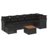 Salon de jardin 8 pcs avec coussins noir résine tressée 526148526148