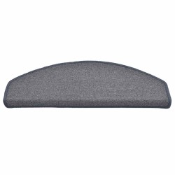 Tapis d'escalier 15 pièces 65 x 24 x 4 cm Gris clair et bleu Demi-rond Grand 526149526149