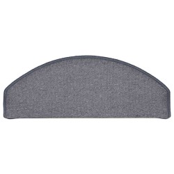 Tapis d'escalier 15 pièces 65 x 24 x 4 cm Gris clair et bleu Demi-rond Grand 526149526149