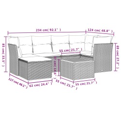 Salon de jardin 7 pcs avec coussins noir résine tressée 526150526150