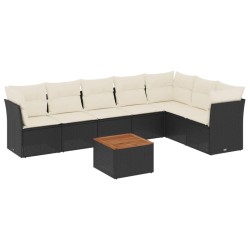 Salon de jardin 8 pcs avec coussins noir résine tressée 526151526151