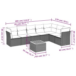Salon de jardin 8 pcs avec coussins noir résine tressée 526151526151