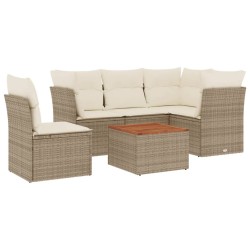 Salon de jardin avec coussins 6 pcs beige résine tressée 526152526152