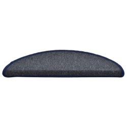 Tapis d'escalier 15 pièces 56 x 17 x 3 cm Gris foncé et bleu Demi-rond 526153526153