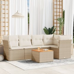 Salon de jardin avec coussins 6 pcs beige résine tressée 526155526155