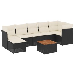 Salon de jardin 8 pcs avec coussins noir résine tressée 526156526156
