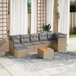 Salon de jardin avec coussins 8 pcs beige résine tressée 526157526157
