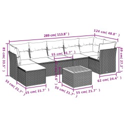 Salon de jardin avec coussins 8 pcs beige résine tressée 526157526157