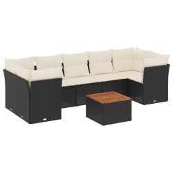 Salon de jardin 8 pcs avec coussins noir résine tressée 526158526158