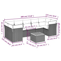 Salon de jardin 8 pcs avec coussins noir résine tressée 526158526158