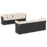 Salon de jardin 9 pcs avec coussins noir résine tressée 526159526159