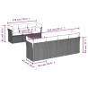 Salon de jardin 8 pcs avec coussins noir résine tressée 526162526162
