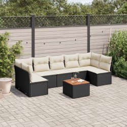 Salon de jardin 8 pcs avec coussins noir résine tressée 526163526163