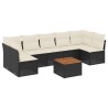 Salon de jardin 8 pcs avec coussins noir résine tressée 526163526163