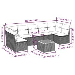 Salon de jardin 8 pcs avec coussins noir résine tressée 526163526163