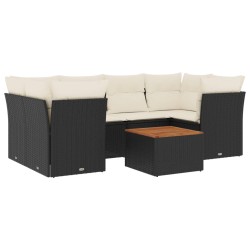 Salon de jardin 7 pcs avec coussins noir résine tressée 526164526164