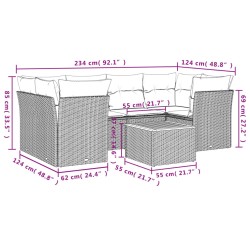 Salon de jardin 7 pcs avec coussins noir résine tressée 526164526164