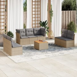 Salon de jardin avec coussins 8 pcs beige résine tressée 526166526166