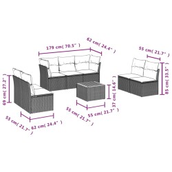 Salon de jardin avec coussins 8 pcs beige résine tressée 526166526166
