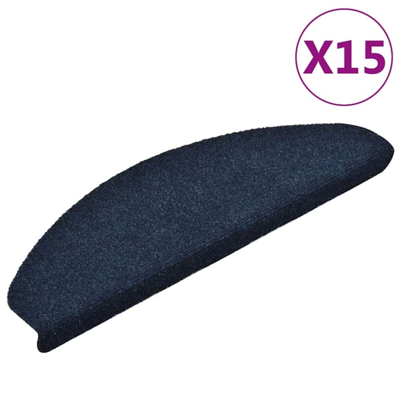 Tapis d'escalier autocollants 15 pièces 65 x 21 x 4 cm Bleu marine Demi-rond Grand 526167526167