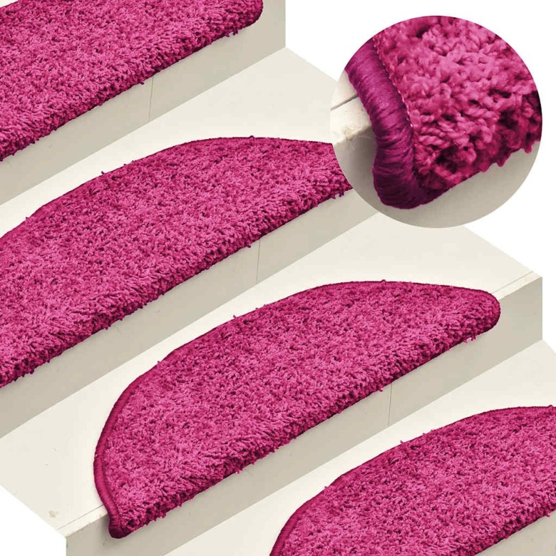 Tapis d'escalier 15 pièces 56 x 17 x 3 cm Rose Demi-rond 526169526169