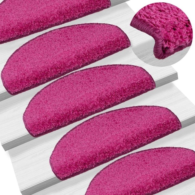Tapis d'escalier 15 pièces 65 x 21 x 4 cm Rose Demi-rond Grand 526170526170